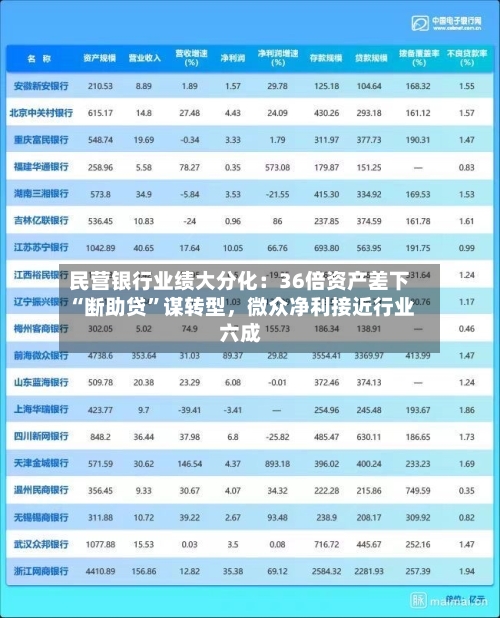 民营银行业绩大分化：36倍资产差下“断助贷	”谋转型	，微众净利接近行业六成-第2张图片