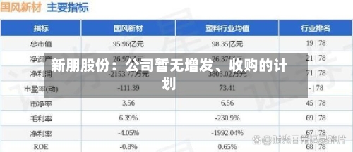 新朋股份：公司暂无增发	、收购的计划-第1张图片